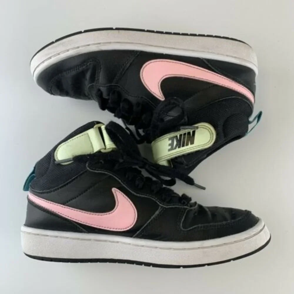 Nike Court Borough Mid 2 Basketball Youth Size 4.5 Black Pink Yellow CD7782-002 - Picture 4 of 10